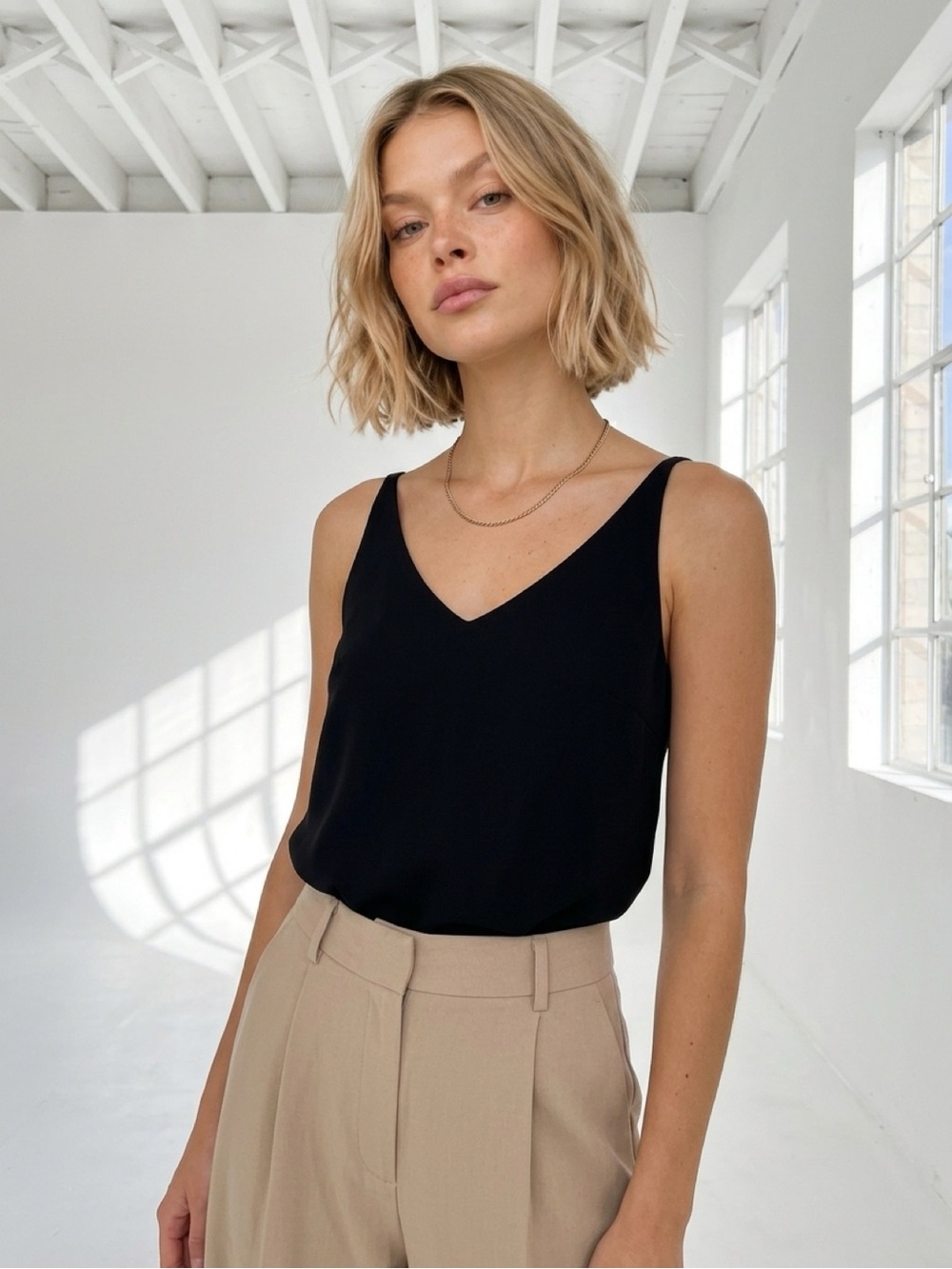 Banana Republic XS cami Classic Black V-Neck Women's Tank Top